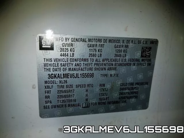 3GKALMEV6JL155698 фото 2