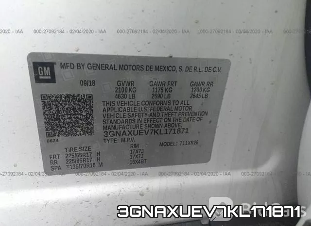 3GNAXUEV7KL171871 фото 10