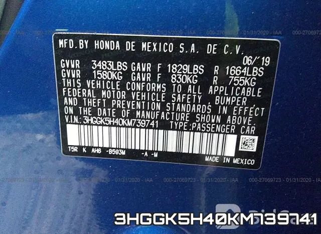 3HGGK5H40KM739741 фото 10