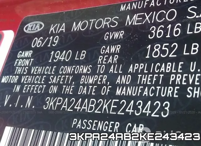 3KPA24AB2KE243423 фото 10