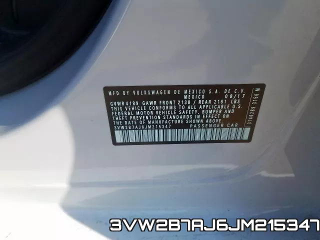 3VW2B7AJ6JM215347 фото 2