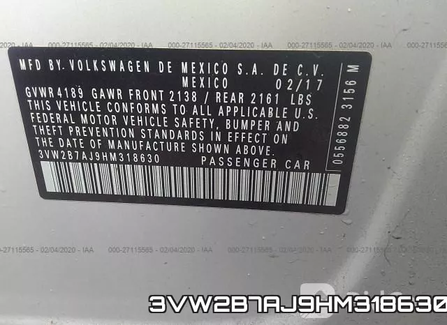 3VW2B7AJ9HM318630 фото 10
