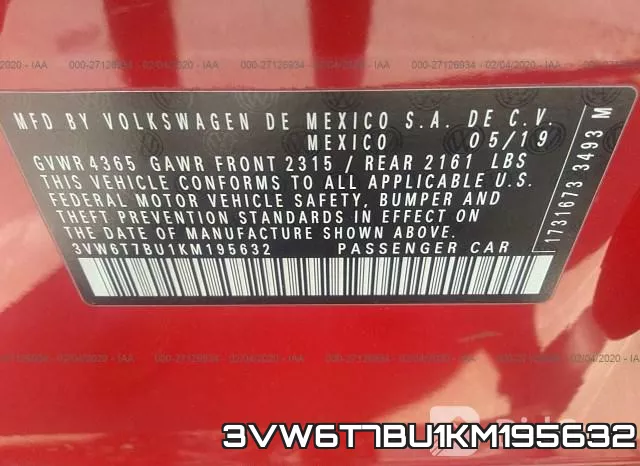 3VW6T7BU1KM195632 фото 10