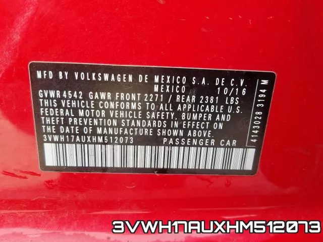 3VWH17AUXHM512073 фото 2