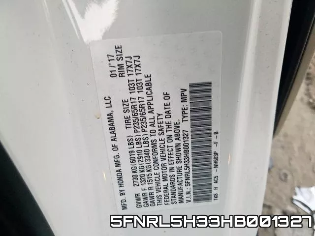 5FNRL5H33HB001327 фото 2