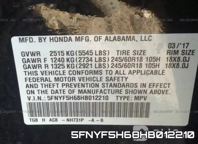 5FNYF5H68HB012210 фото 10