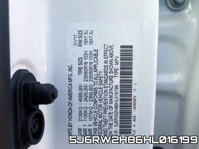 5J6RW2H86HL016199 фото 2