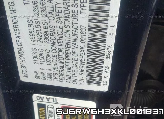5J6RW6H3XKL001837 фото 10
