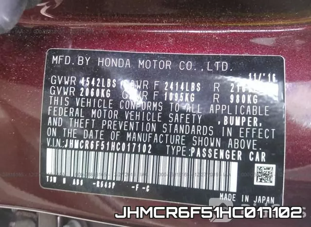 JHMCR6F51HC017102 фото 10