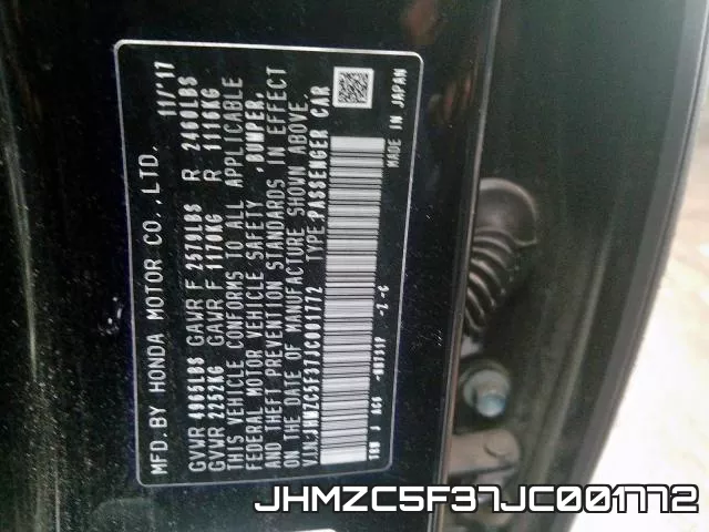 JHMZC5F37JC001772 фото 2