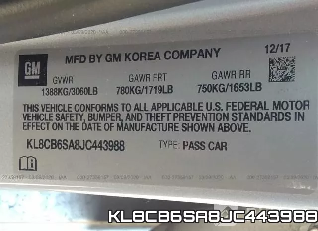 KL8CB6SA8JC443988 фото 10