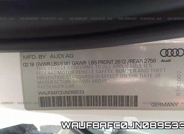 WAUF8AFC0JN089533 фото 10