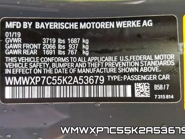 WMWXP7C55K2A53679 фото 2