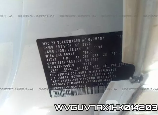 WVGUV7AX1HK014203 фото 10