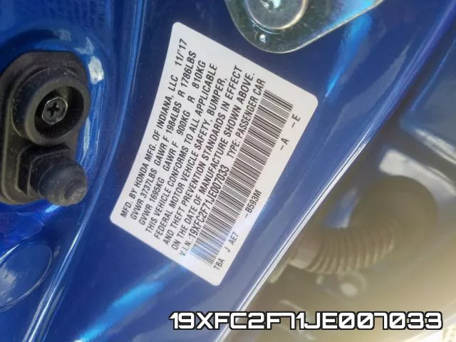 19XFC2F71JE007033 фото 2
