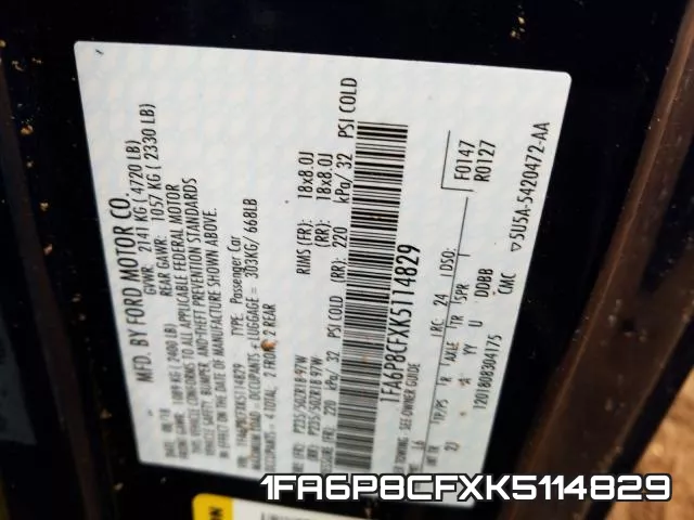 1FA6P8CFXK5114829 фото 2