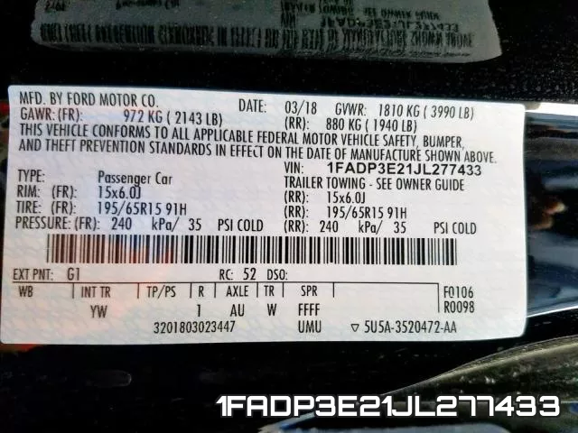 1FADP3E21JL277433 фото 2