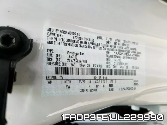 1FADP3FE1JL229990 фото 2