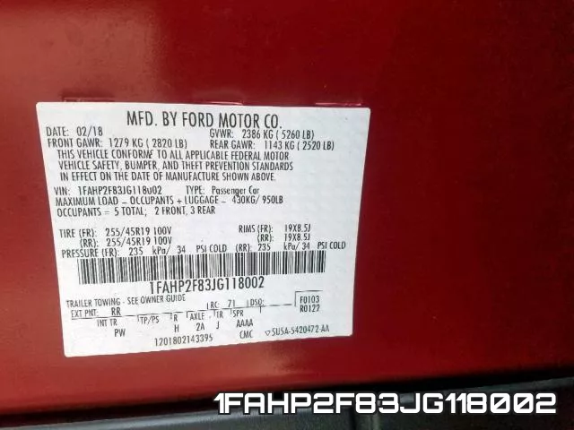 1FAHP2F83JG118002 фото 2
