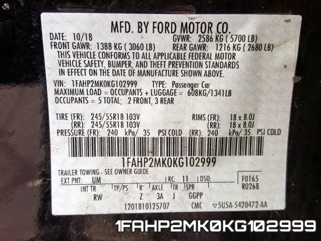 1FAHP2MK0KG102999 фото 2