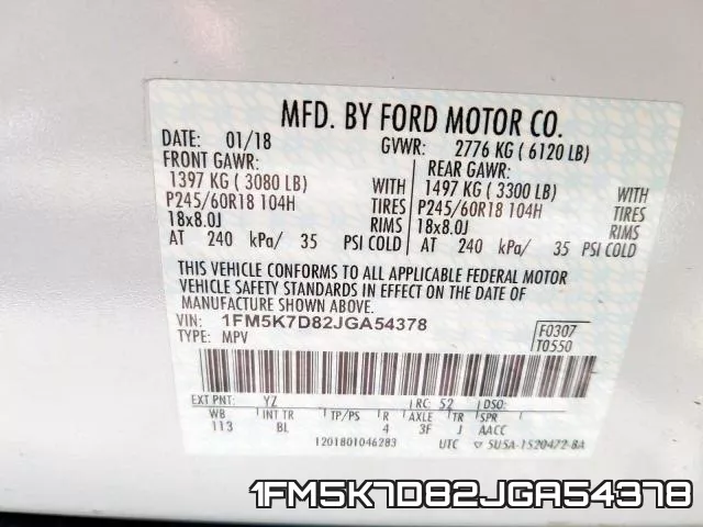 1FM5K7D82JGA54378 фото 2