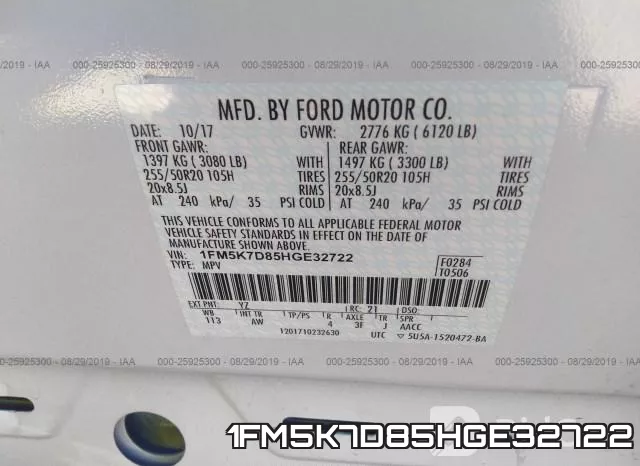 1FM5K7D85HGE32722 фото 10