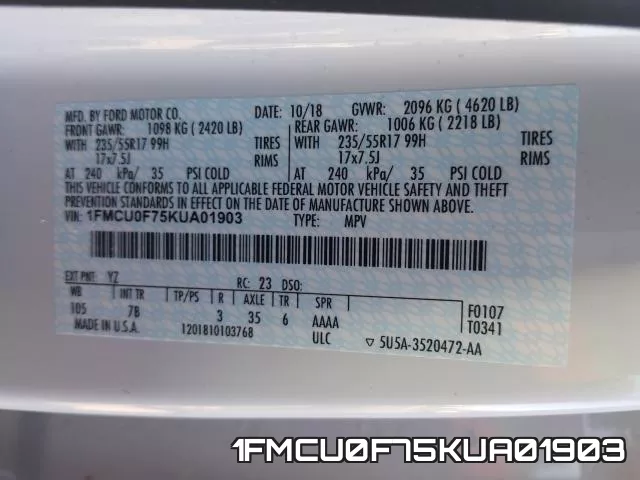 1FMCU0F75KUA01903 фото 2