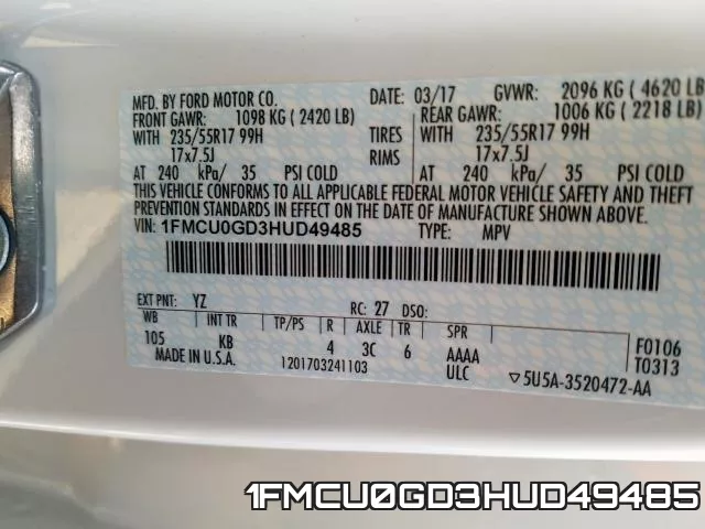 1FMCU0GD3HUD49485 фото 2