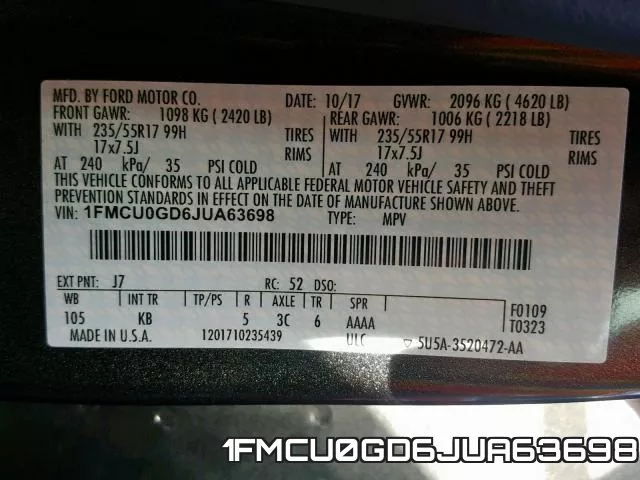 1FMCU0GD6JUA63698 фото 2