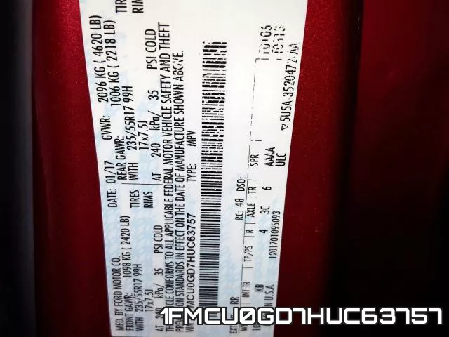 1FMCU0GD7HUC63757 фото 2
