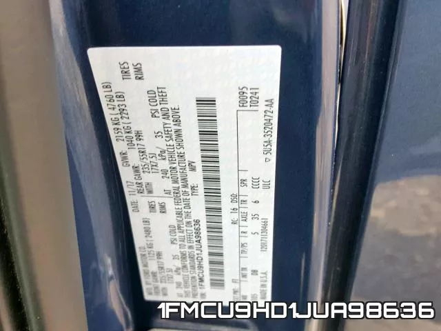 1FMCU9HD1JUA98636 фото 2