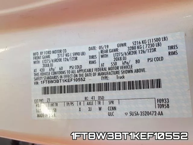 1FT8W3BT1KEF10552 фото 2