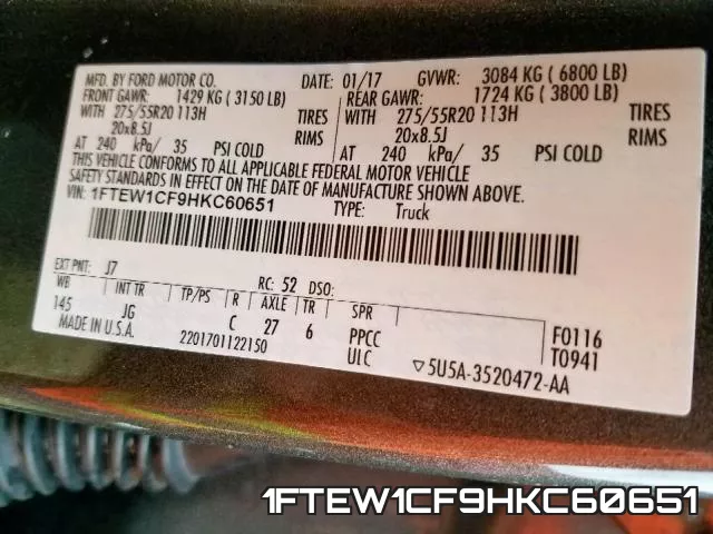 1FTEW1CF9HKC60651 фото 2