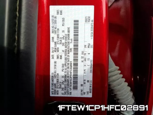 1FTEW1CP1HFC02891 фото 2