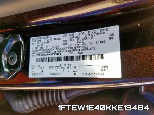 1FTEW1E40KKE13484 фото 2