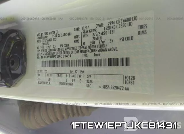 1FTEW1EP7JKC81431 фото 10
