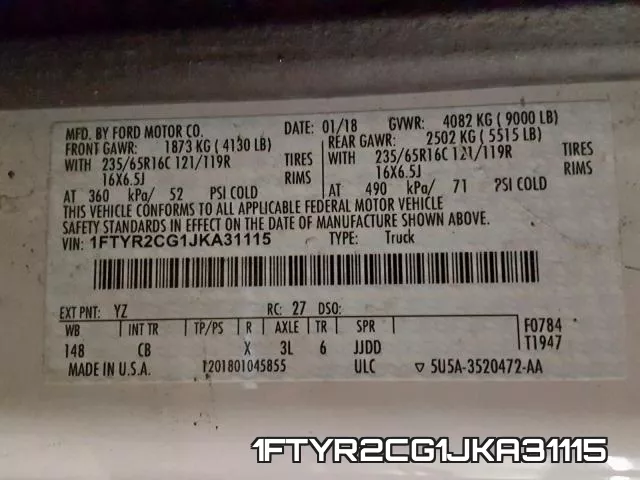1FTYR2CG1JKA31115 фото 2