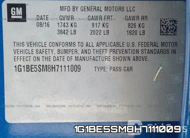 1G1BE5SM8H7111009 фото 10