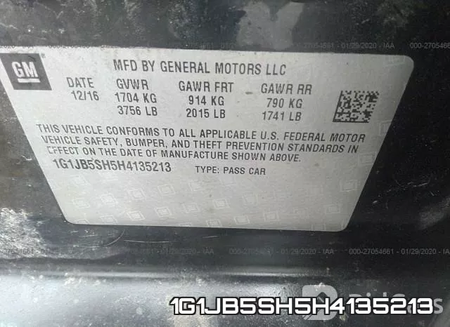 1G1JB5SH5H4135213 фото 10