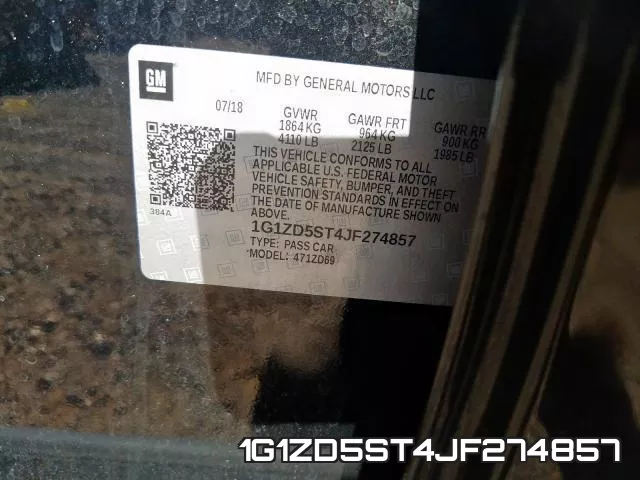 1G1ZD5ST4JF274857 фото 2