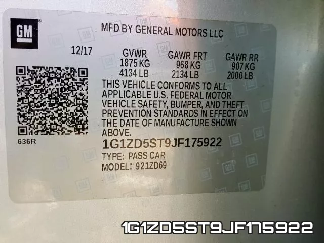 1G1ZD5ST9JF175922 фото 2