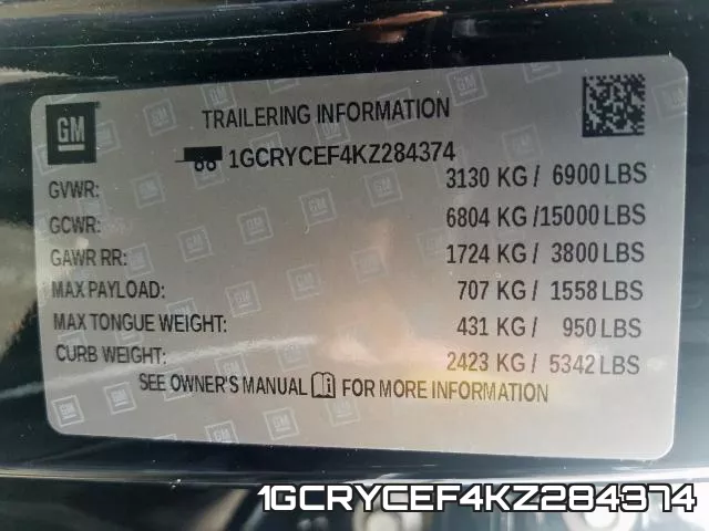 1GCRYCEF4KZ284374 фото 2