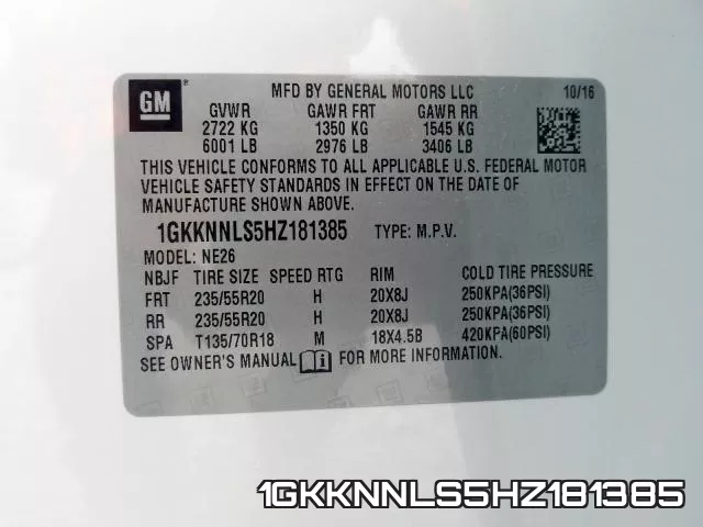 1GKKNNLS5HZ181385 фото 2
