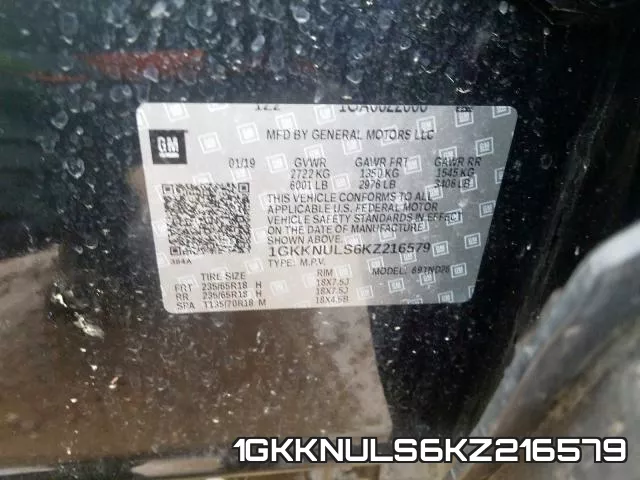 1GKKNULS6KZ216579 фото 2