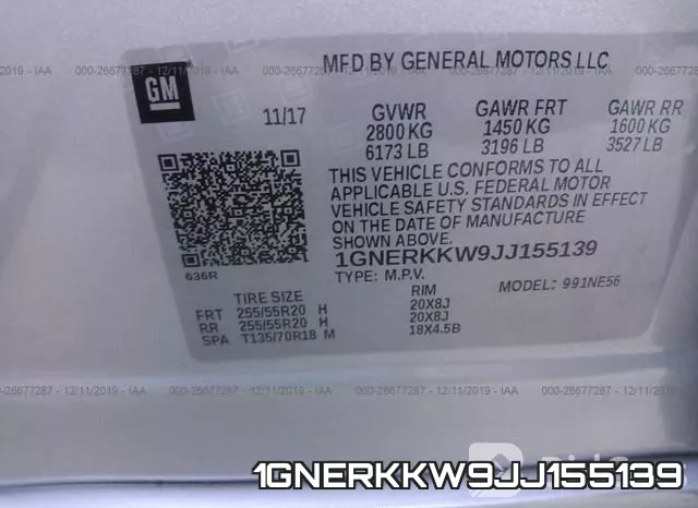 1GNERKKW9JJ155139 фото 10