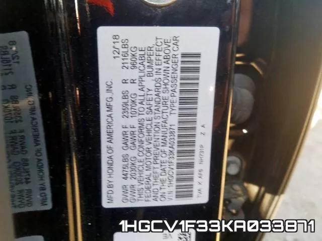 1HGCV1F33KA033871 фото 2