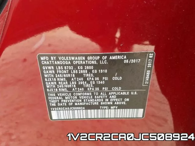 1V2CR2CA0JC508924 фото 2