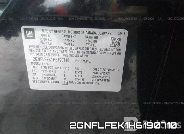 2GNFLFEK1H6190710 фото 10