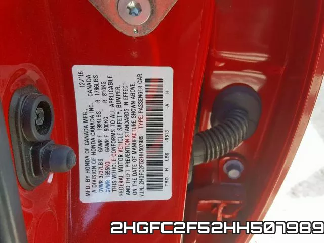2HGFC2F52HH507989 фото 2