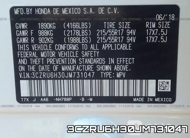 3CZRU6H30JM731047 фото 10